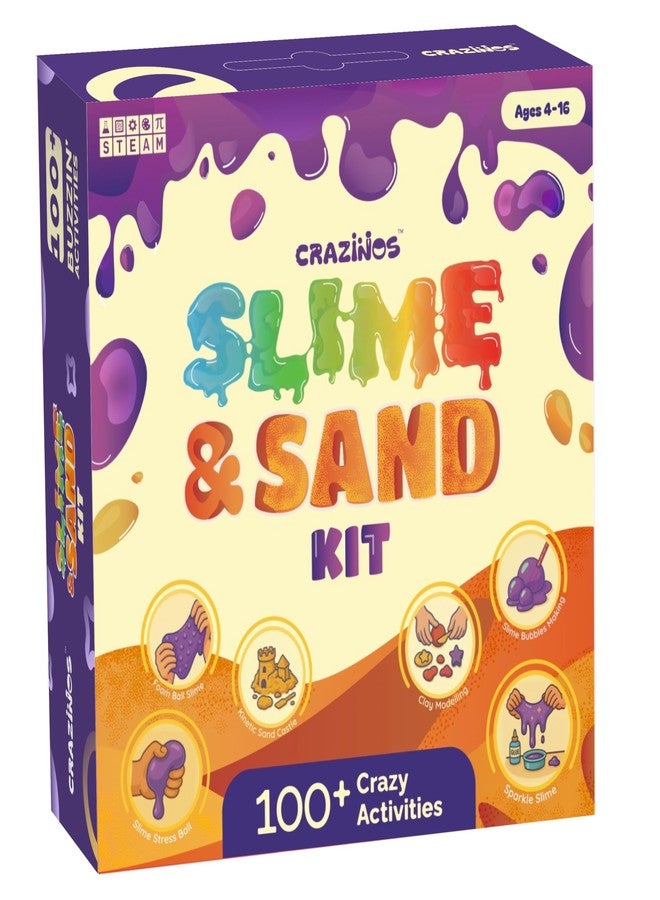 CRAZINOS 3 in 1 Slime, Sand and Clay Kit | 100+ Hands-On STEM & Sensory Activities | for 3-4 Learners | Kids Age 4-16 | by Crazy XYZ - Image 3